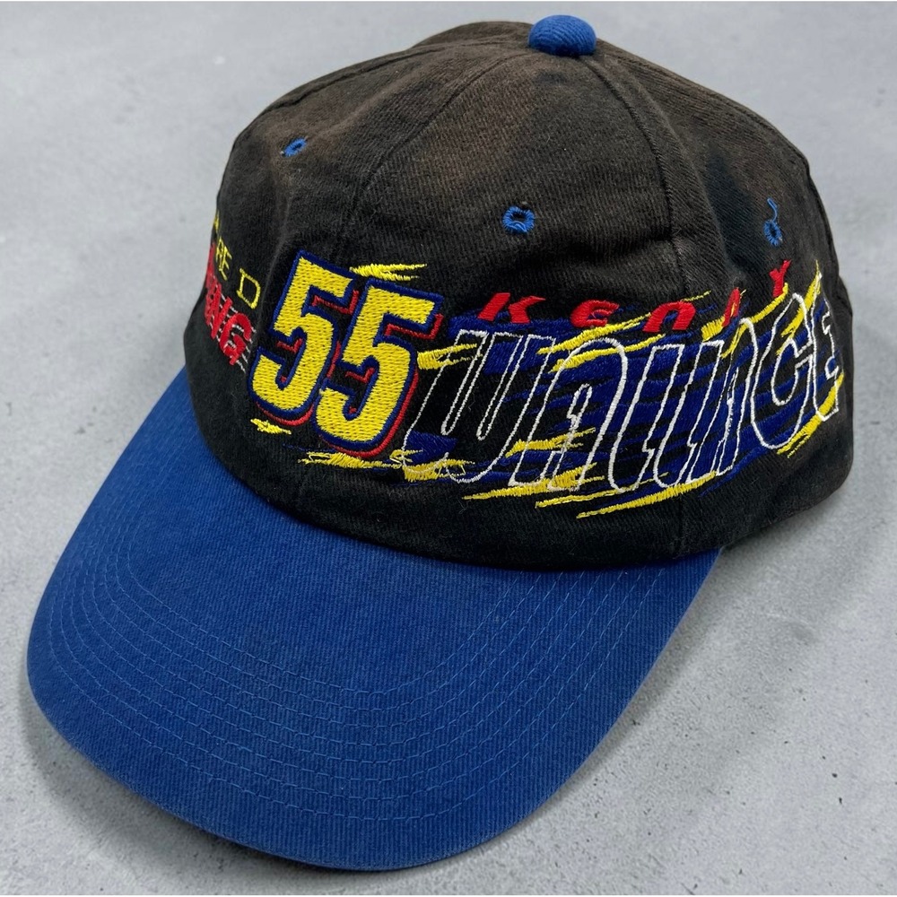 Vintage Kenny Wallace Square D Racing 55 Hat YoungAn Snapback Black Blue Nascar